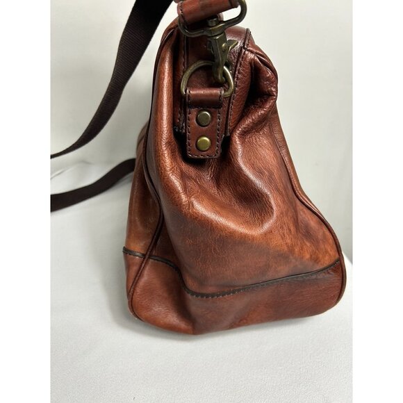 Vintage Fossil 'Lineage' Framed Doctor's Style Leather Bag in Brown - Picture 7 of 14